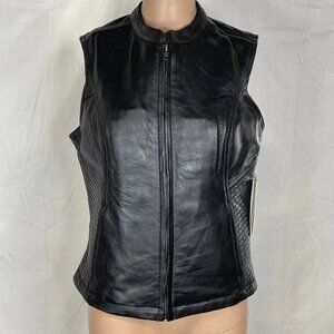 First Women’s Nina Motorcycle Vest Black Leather Size M